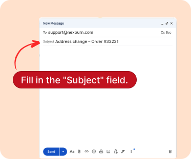 Screenshot showing subject line field
