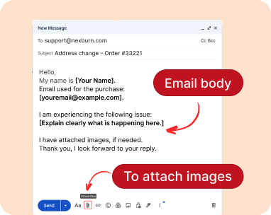 Screenshot showing email body
